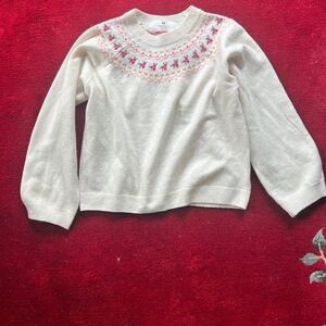 H&M Cream Sweater with Pink Floral Design 6 years old